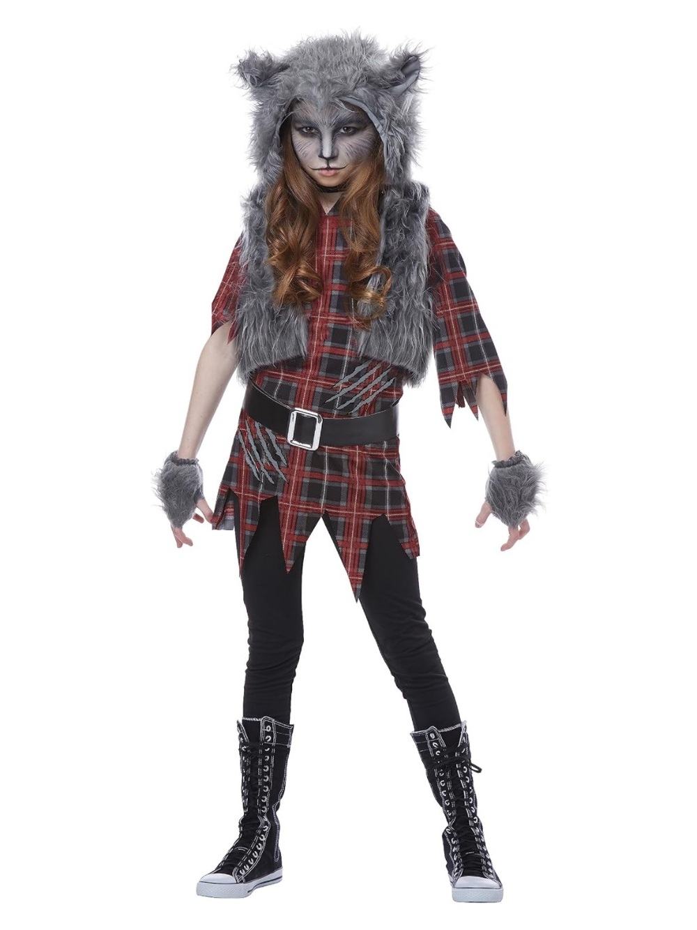 California Costumes Girls’ Werewolf Costume/Face Paint Halloween Bundle—Small